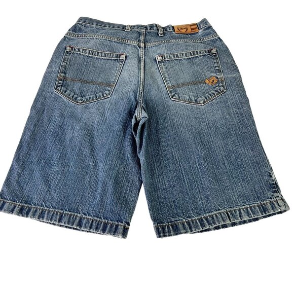 Phat Farm Bermuda Shorts Mens 34 Blue Denim Pockets High Rise Distressed - Picture 9 of 14